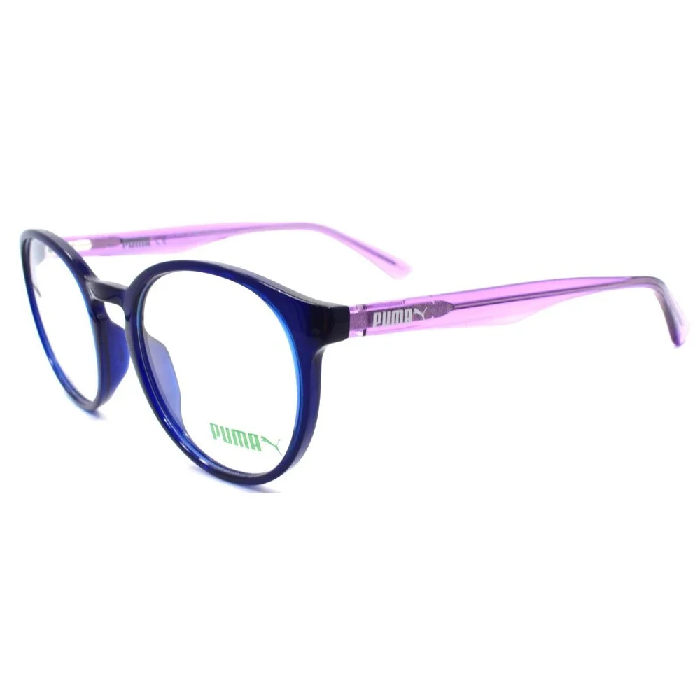 PUMA PE0035O 005 Eyeglasses Frames Round 50-20-145 Blue / Violet